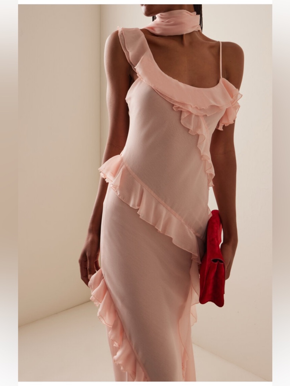SIEDRES Blush Pink Ruffle Midi Dress